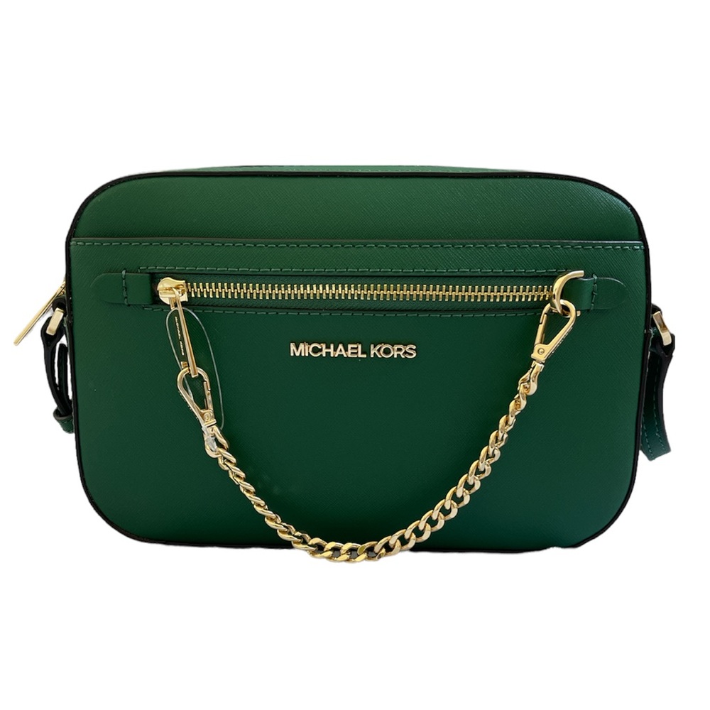Michael Kors Crossbody Bag Jet Set Large Saffiano Leather Green